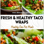 Plate of Turkey Taco Lettuce Wraps with colorful toppings and fresh greens.